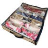 12 Pairs Of Shoes Under Bed Shoe Organizer Bag Hard Solid Fabric With Clear Plastic Zip Cover - Image 2