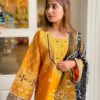 3 Pcs Stitched Katan Silk Mirror Work Suit - Image 3