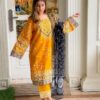 3 Pcs Stitched Katan Silk Mirror Work Suit - Image 2