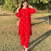 3 Pcs Stitched Linen Floral Embroidered Suit - Image 4