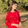3 Pcs Stitched Linen Floral Embroidered Suit - Image 3