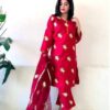 3 Pcs Stitched Katan Silk Embroidered Suit - Image 2