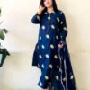 3 Pcs Stitched Katan Silk Embroidered Suit