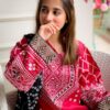 3 Pcs Stitched Silk Mirror Work Suit - Red