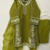 3 Pcs Stitched Organza Embroidered Suit - Image 3