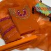 3 Pcs Unstitched Organza Embroidered Suit