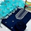 3 Pcs Unstitched Katan Silk Embroidered Suit - Image 2