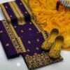 3 Pcs Women's Unstitched Lawn Embroidered Suit - Image 3