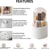 360° Degree Rotating Makeup Brush Holder with Dustproof Lid || Cosmetic Brush Case/Box - Image 3