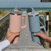 1.2 Liter Stainless Steel Tumbler Cup with Handle and Straw