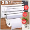 Triple Paper Dispenser Cling Film Wrap Aluminum Foil & Kitchen Roll