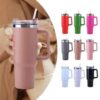 1.2 Liter Stainless Steel Tumbler Cup with Handle and Straw - Image 3