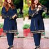 2-pcs Stitched Katan Silk Embroidered Shirt & Trouser